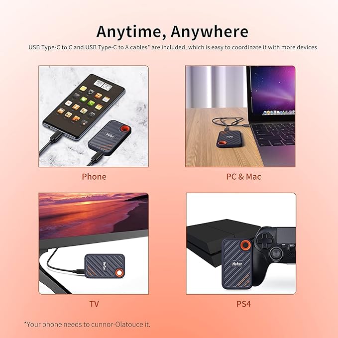 Netac 512GB Extreme Portable SSD External Solid State Drives Up to 2000MB/s Read 1700MB/s Write Speed, USB 3.2 Gen.2 Business Travel Essential Supports Win to Go Dust-Resistant