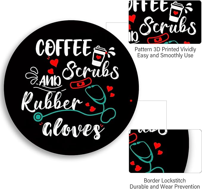 Funny Round Mouse Pad, Small Mousepad with Non-Slip Rubber Base, Stitched Edge Mouse Pads Mat for Desk Wireless Computer Mouse Office Laptop Home Gaming Men Women, 8.6 x 8.6 Inch