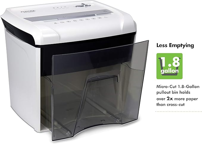Aurora AU1285MD Compact Desktop-Style High Security 12-Sheet Micro-Cut Paper and CD/Credit Card/Junk Mail Pullout Basket Shredder, White/Black