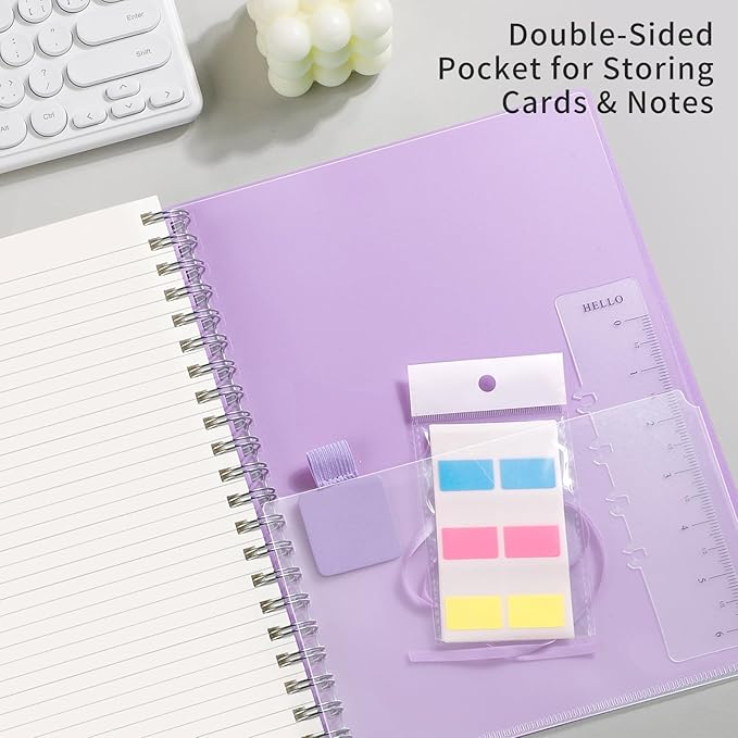 EMSHOI A5 Spiral Notebook College Ruled Lined Journal, Small 5.7" X 8.22", 300 Pages/150 Sheets, 100gsm Thick Paper, Waterproof Hardcover, for Office School Women Men Work Writing Notes-Purple