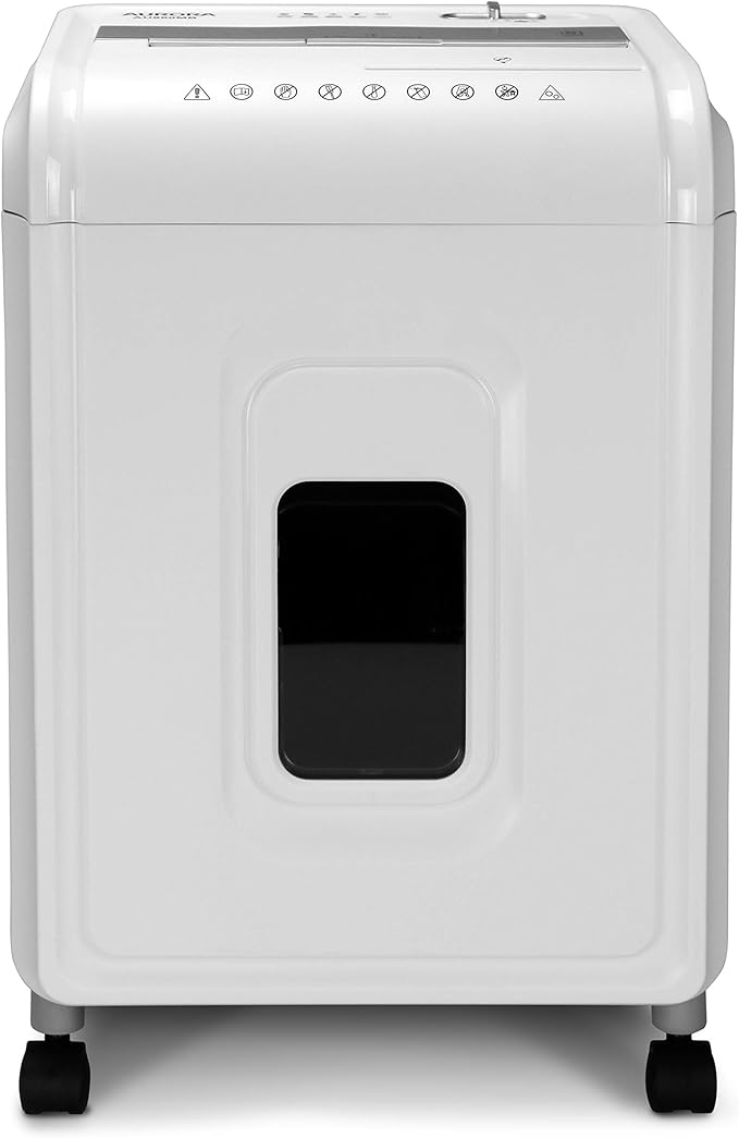 Aurora High-Security 8-Sheet Micro-Cut Paper, CD/DVD and Credit Card Shredder, White/Gray