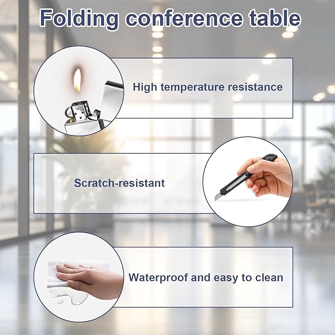 Conference Table,Folding Conference Room Tables Portable Rolling Conference Training Table with Silent Wheels,Mobile Meetings Flip Top Tables for Offices Classrooms Meeting Room (4Pack 47.2in)