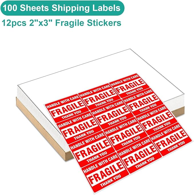 MFLABEL Full Sheet Sticker Label, Address Sticker, White Matte Label Paper, 8-1/2" x 11" Shipping Labels for Laser & Inkjet Printer (400 Labels, 400 Sheets)