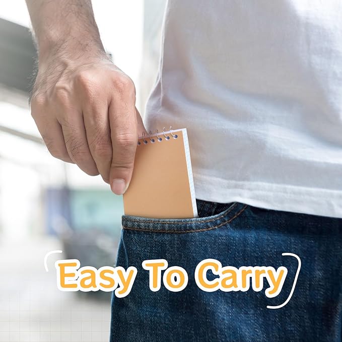 Teling 50 Pcs Spiral Graph Paper Memo Pads Bulk 3x5 Inch Small Note Pads Top Spiral Pocket Graph Notebook 75 Pages Mini Grid Steno Notepads for Writing Sketching Drawing School Office Work Supplies