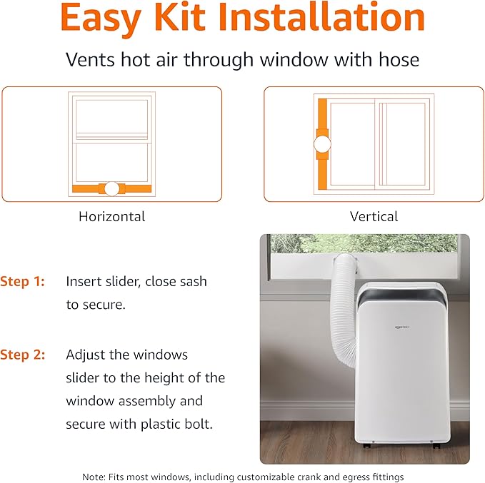 Amazon Basics 4-In-1 Portable Air Conditioner, 13500 BTU (ASHRAE), Cools Up to 550 Sqf, Portable AC with Cool/Heat/Dry (Dehumidifier)/Fan-Only Functions, Auto Mode, Sleep Mode, Timer, White