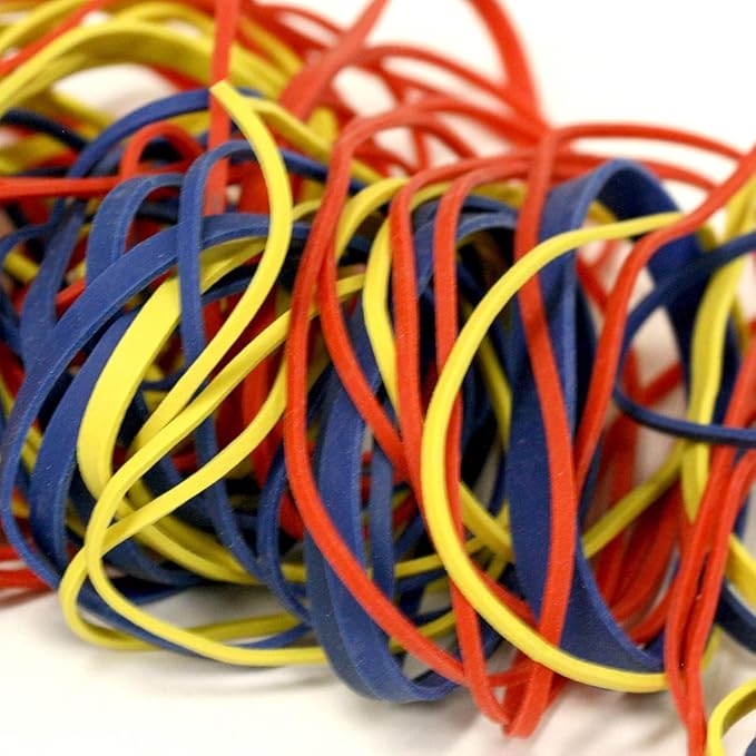 Assorted Color & Size Rubber Bands - Size #54 - Rubber Band Depot - Everyday Bands, Business Rubber Bands - 1/4 Pound Bag