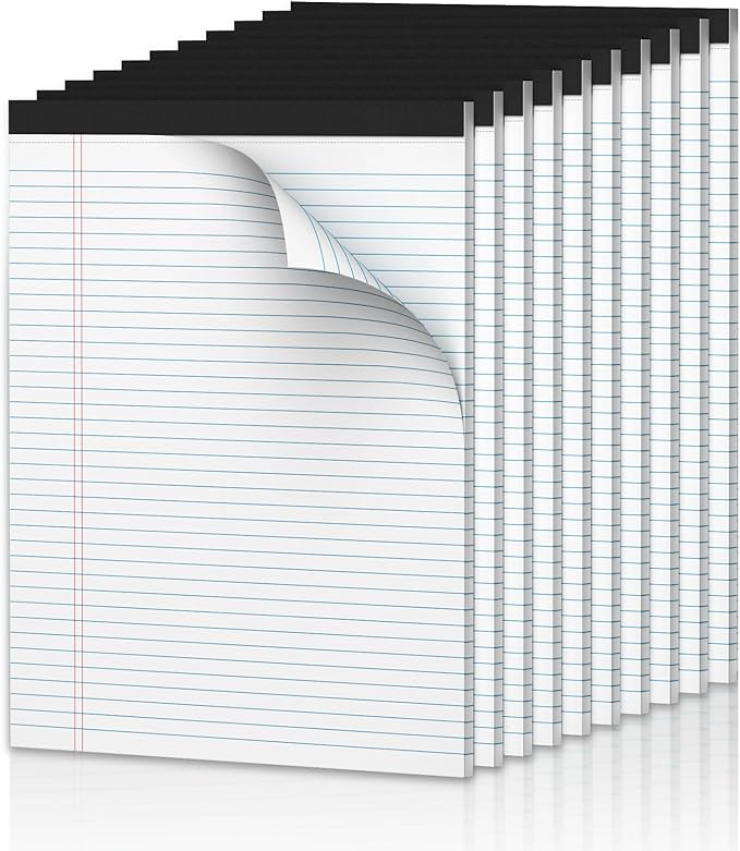Note Pads 8.5 x 11.75 Writing Pads, 10 Pack, Double-Side Printed Lined Paper Pads Narrow Ruled White Legal Pads, 8.5x11.75 Line Note Pads, 30 Sheets Per Note Pad, Legal Notepads for Work/School/Office