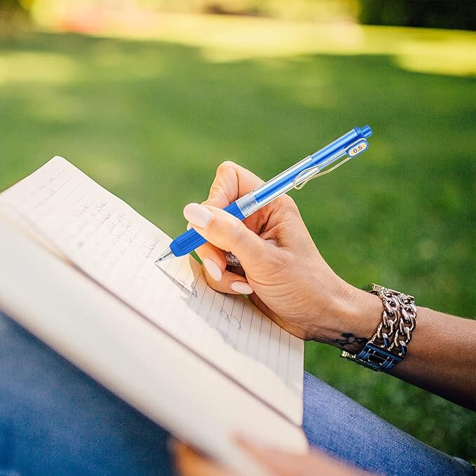 Aozora 20 Pack Blue Gel Pens Fine Point Smooth Writing Pens Retractable Blue Ink Pen with Soft Grip 0.5mm Quick Dry Office School Supplies Gold Clip