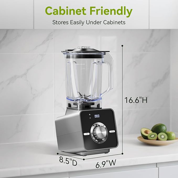 Home Blender, 1400W High-Speed Blender for Ice Crushing Power, Stainless Steel Blades, Kitchen Timer, 10 Speeds, 6 Programs for Smoothies, Frozen Drinks, Self-Cleaning, 64oz Bulk Production