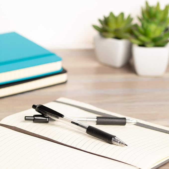 Simply Genius Bulk Retractable Black Pens, 200-Pack - Black Ink, Medium Ballpoint - Smooth-Writing Pens with Comfortable Grip - Journaling & Note-Taking