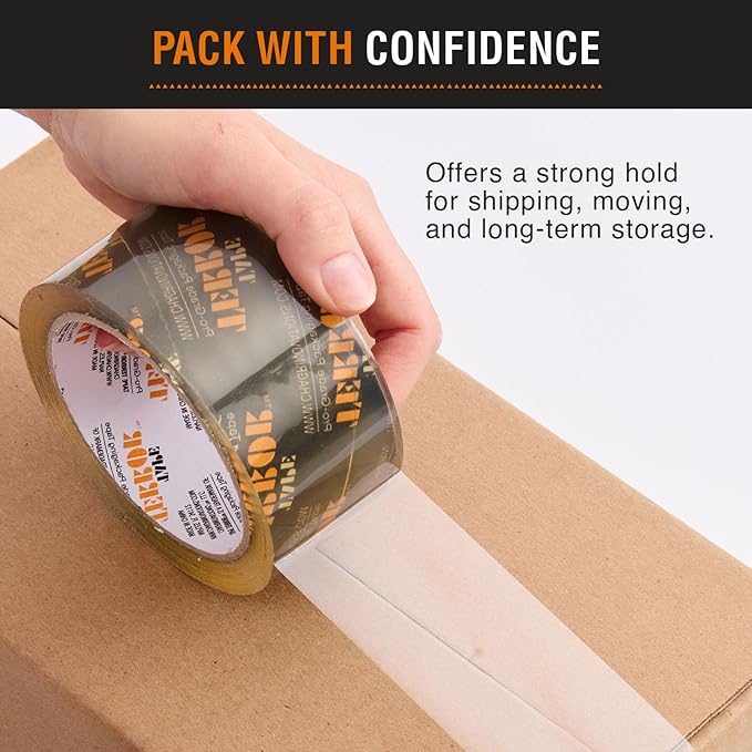 Professional-Grade Clear Packing Tape (6 Rolls) - Heavy Duty Tape for Packing, Moving Boxes, Shipping, Mailing, Storage, and More - Packaging & Shipping Supplies (48mm x 50m per Roll)