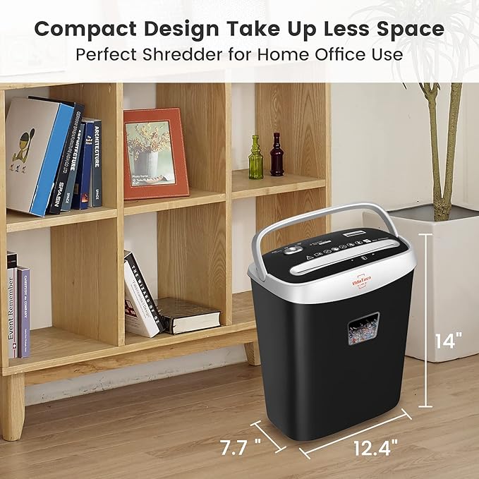 Paper Shredder for Home Office Heavy Duty with 60 Mins Running with US Patented Cutter,Shred CD/Card with Extra Large Bin,AUTO Jam Proof(ETL) (10-Sheet Micro-Cut)