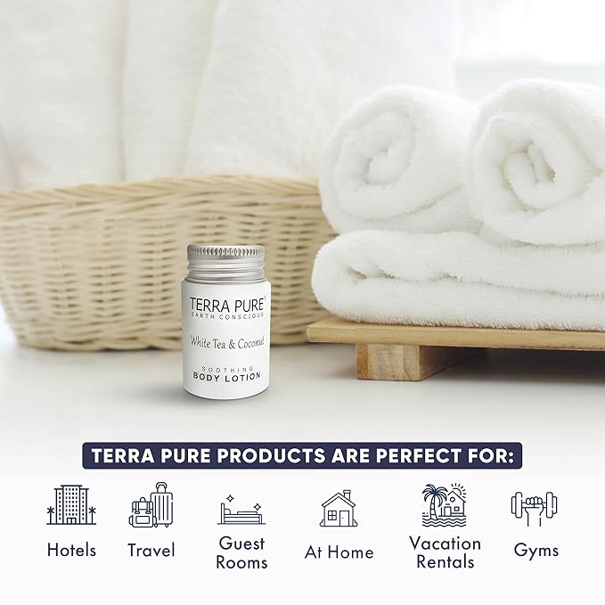 Terra Pure White Tea & Coconut Lotion, Travel Size Hotel Amenities, 1 oz. (Case of 300)