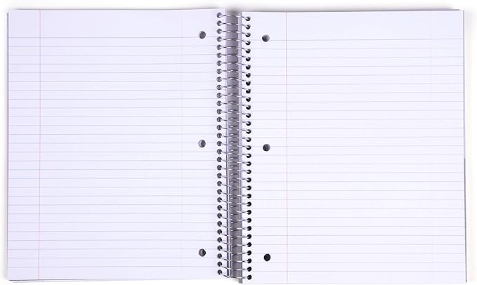 Mintra Office Durable Spiral Notebooks, 5 Subject (Black, Wide Ruled 1pk)