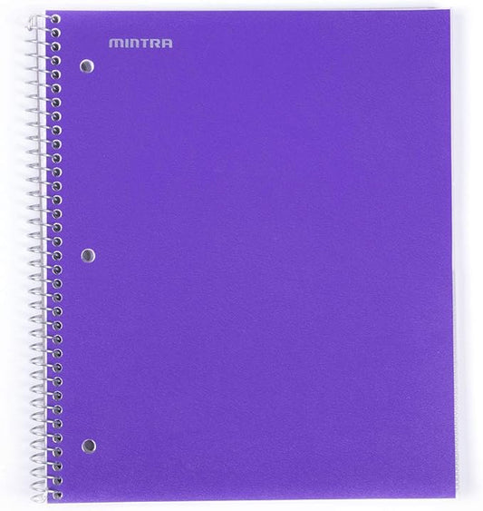 Mintra Office Durable Spiral Notebooks, 1 Subject, (Purple, 4x4 Graph 1pk), 100 Sheets, Poly Pocket, Moisture Resistant Cover, School, Office, Business, Professional