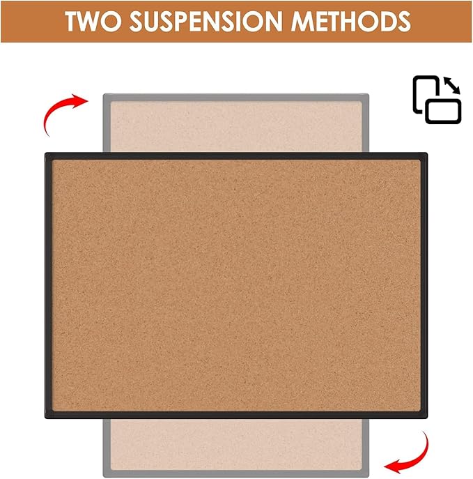 Board2by 2-Pack Cork Board Bulletin Board 24 x 18, Black Aluminium Framed Corkboard, Office Board for Wall Cork, Large Wall Mounted Notice Pin Board with 32 Push Pins for School, Home & Office