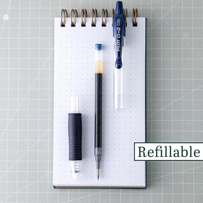 G2 Retractable Premium Gel Ink Roller Ball Pens Extra Fine Point (.5mm) Purple Ink 3 pack; Refillable & Premium Comfort Grip Bundle with Plastic Reusable Pouch