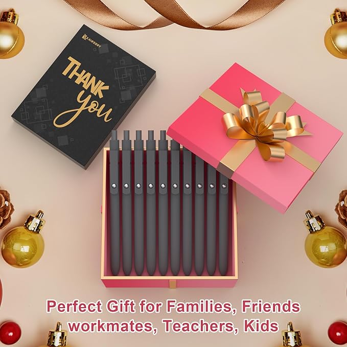 Gel Pens,0.5mm Fine Point Tip,Quick Drying Ink, Aesthetic Cute Office School Supplies Gifts for Women Men, High-End Series for Journaling Note Taking(10 Pcs Black Ink-Gray shaft pen)