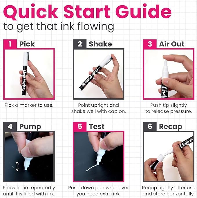 White Chalk Markers Fine Tip (4 Pack 3mm) - Wet & Dry Erase Chalk Pens for Blackboard, Chalkboards, Windows, Signs, Glass, Bistro - 3mm Reversible Bullet & Chisel Point