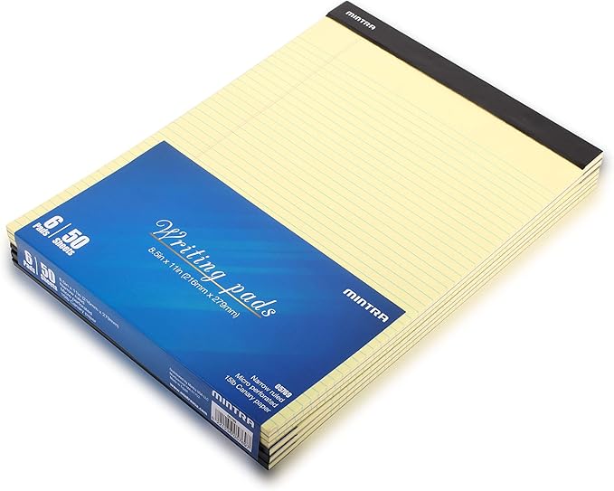 Mintra Office Legal Pads - ((BASIC CANARY 6pk, 8.5in x 11in, NARROW RULED))