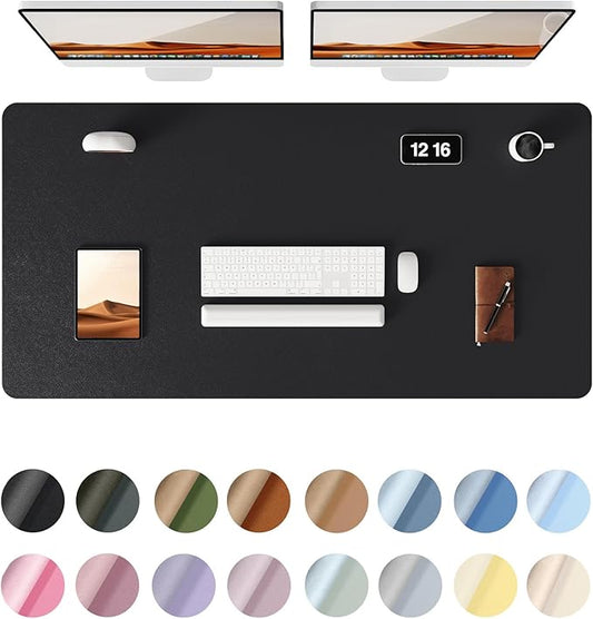 YSAGi Leather Desk Protector, Office Mat, Large Mouse Mat, Non-Slip PU Leather Blotter, Laptop Desk Pad, Waterproof Writing Pad for Office and Home (Black, 47.2" x 23.6")