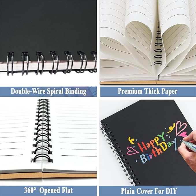 GINMLYDA Small Spiral Notebook A5, 2Pack 120 Lined Pages 8.25x5.5 Inches Spiral Journal Kraft Cover Notebooks & Writing Pads for School Home Office Aesthetic Sketch Drawing Note