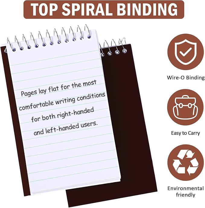 Teling 50 Pieces Spiral Memo Pads Bulk 3 x 5 Inch Small Note Pads Top Bound Lined College Ruled Paper Mini Notepad Pocket Spiral Notebooks for School Office Home Supplies, 75 Sheets (Retro Colors)