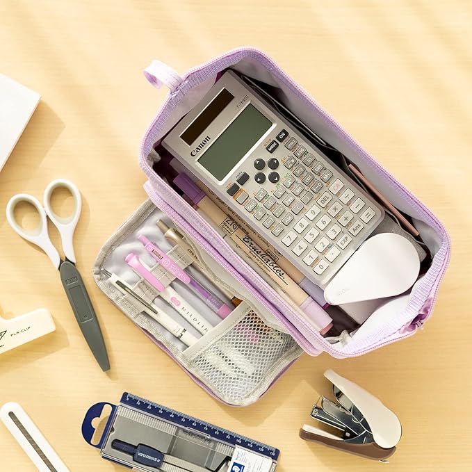 HVOMO Pencil Case Large Capacity Pencil Pouch Handheld Pen Bag Cosmetic Gift for Office School Teen Girl Boy Men Women Adult (Purple)