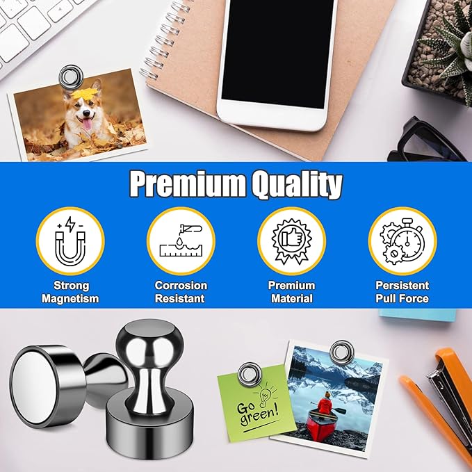 18 Pack Strong Whiteboard Magnets, Small Refrigerator Magnets Push Pins, Black Dry Erase Board, Magnetic Spider for Kitchen, Office, Gadgets, Desk Accessories, Shopping List,