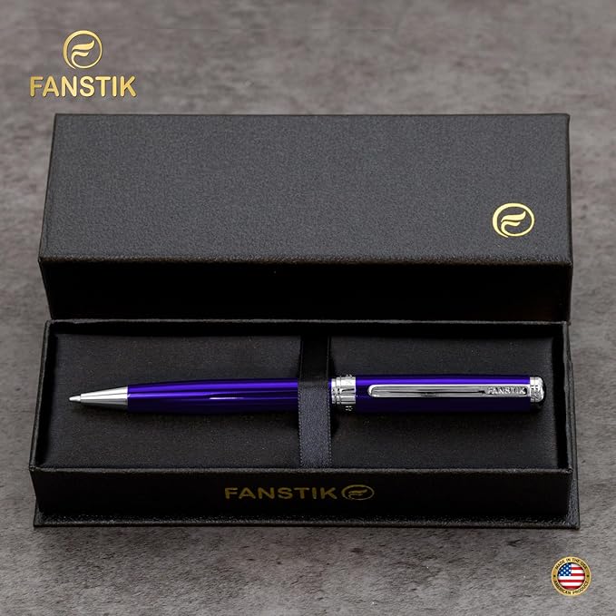 Customized Blue Luxury ballpoint pen (Made In USA) fancy gift set for women, Real 24K Gold Plating, Professional executive pen gift set for men (Lux Custom-BallPoint Blue)