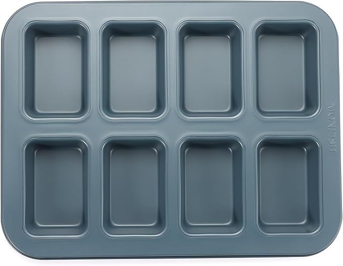 Monfish Mini loaf pan 8 cativy Small Rectangle brownie cake pan Carbon Steel Royal blue non stick