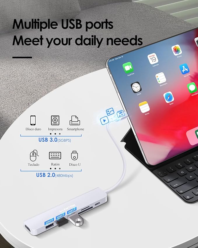 LENTION USB C Hub with 100W Charging, 4K HDMI, Dual Card Reader, USB 3.0 & 2.0 Compatible MacBook Pro, New Mac Air/Surface, Chromebook, More, Stable Driver Adapter (CB-CE18, Silver)