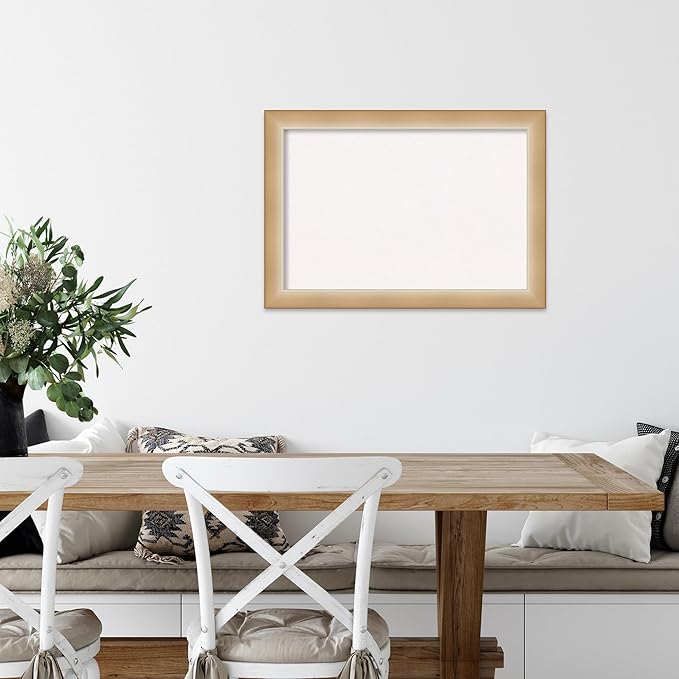 Amanti Art White Cork Board for Wall, 19x27 Vision Board with Gold Frame, Medium Corkboard Office Decor for Home Organization, Modern Contemporary Corkboard Pinboard to display items for home