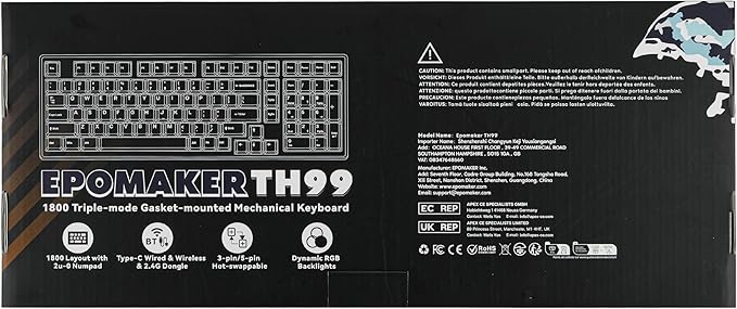 EPOMAKER TH99 Wireless Mechanical Keyboard with Lubed Silent Switch, Quiet Gaming Keyboard, 8000mAh,Creamy Gasket,RGB Backlit,Numpad,PBT Keycap,Hot Swappable,for Gamers/Office (Blue&White)