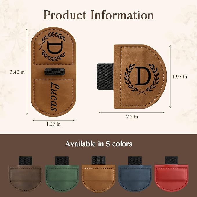 Personalized Bygone Mark Bookmark with Pen Holder,Engraving Leather Magnetic Bookmarks Vintage 26 Letters Name Initials Text Book Marker Clips Gifts for Reading Book Lovers Women (Red, P)