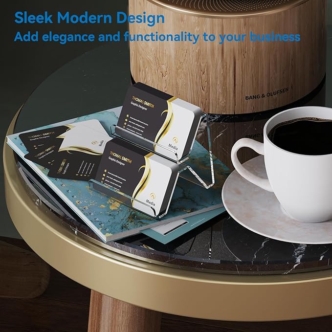 Acrylic Business Card Holder, 2-Tier Business Card Display, Clear Business Cards Stand for Desk & Counter, 1 Pack