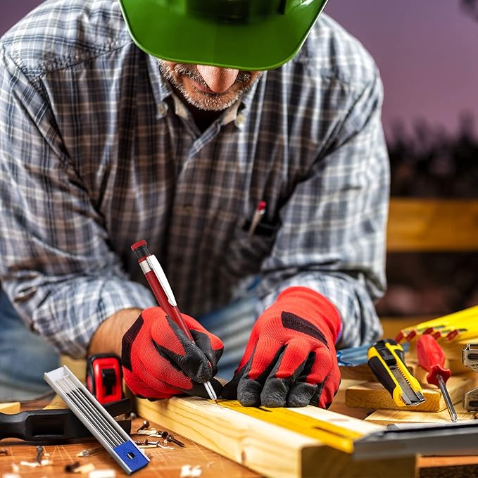 Spakon 60 Pcs 2.8mm Lead Refill Carpenter Construction Pencils Marker Lead Refills Dry Mechanical Woodworking Pencil Tools for Writing Drawing Drafting (Black,Red,Yellow)