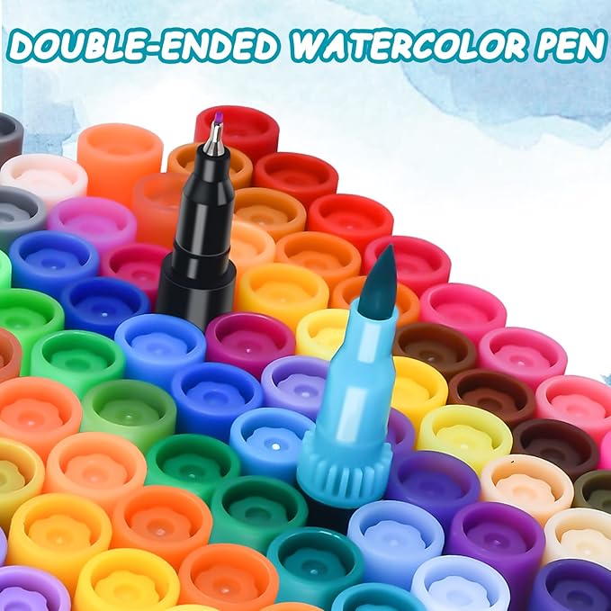 60 Colors Dual Markers Brush Pens, Art Markers Colored Pens for Adult Coloring Books, Brush and Fine Point Dual Tip Artist Colored Marker Set for Drawing Adult Coloring Hand Lettering