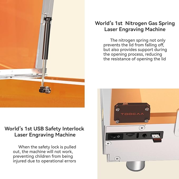 TOOCAA 10W Laser Engraver with Air Assist, Laser Cutter and Lazer Engraving Machines with Enclosure,Status Atmosphere Light,USB Safety Interlock for Tumblers Wood Metal Acrylic