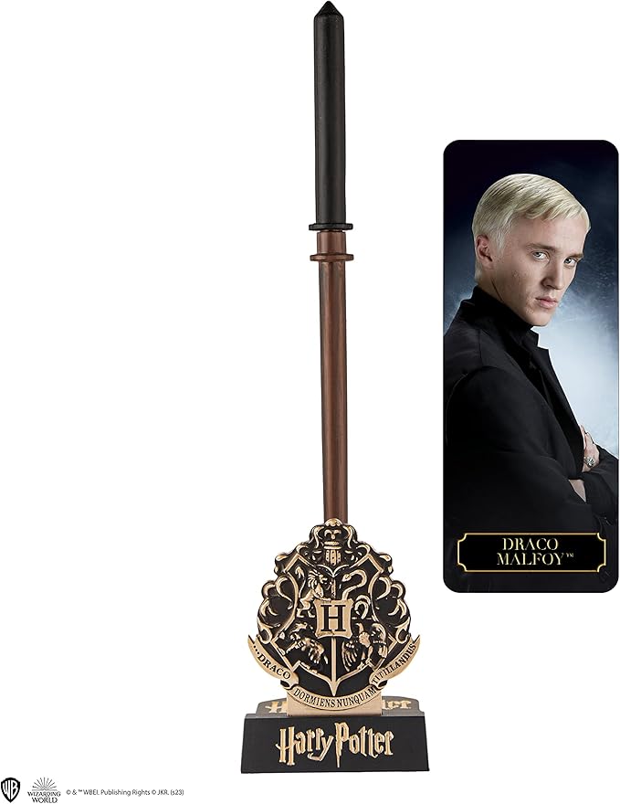 Cinereplicas Harry Potter Drago Malefoy Wand Pen with Base and Lenticular Bookmark