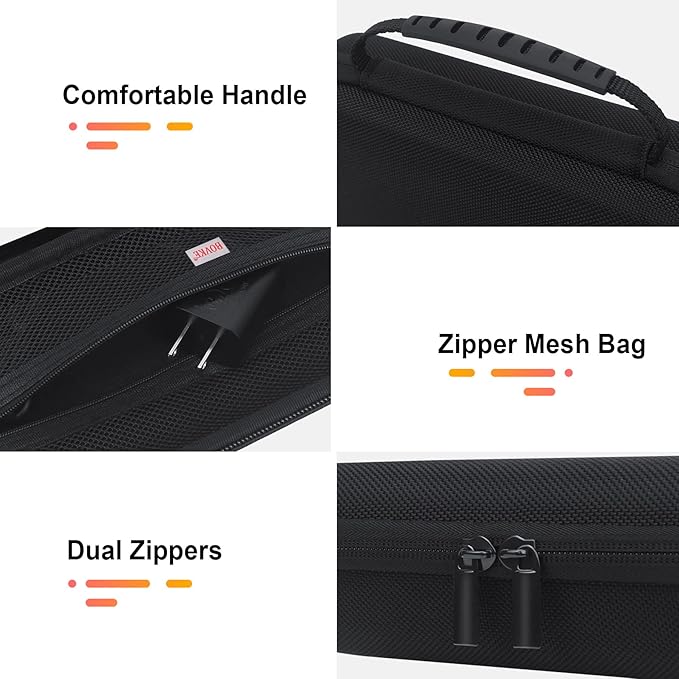 BOVKE Calculator Case for Texas Instruments TI-Nspire CX II CAS/CX II/CX CAS/CX Color Graphing Calculator and More - Extra Mesh Pocket for USB Cables and Other Accessories, Black+Black