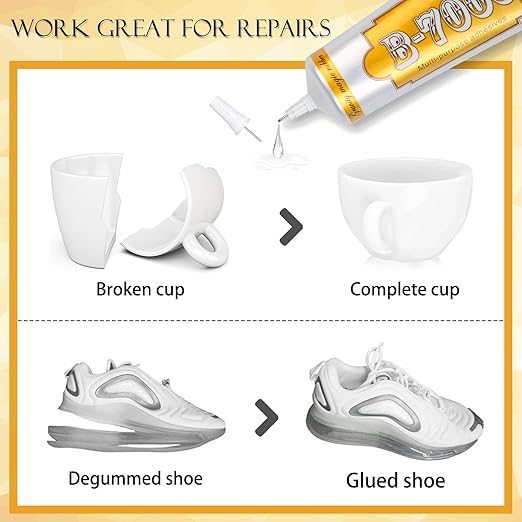 B7000 Rhinestone Jewelry Glue Clear, B-7000 Glue 3.7 fl oz Upgrade Multi-Function Adhesive Super Glue with Cap & Precision Tip for Repair, Small Hobby Models, Metal Stone Crafts, Fabric, Shoes(110ML)