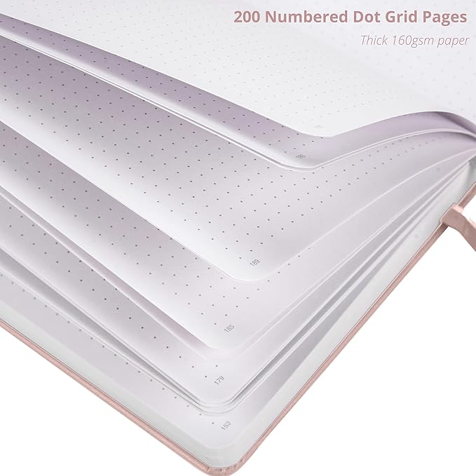 Dotted Journal – A5 Dotted Notebook with Bleedproof 160gsm Paper, Hardcover, Lay-Flat Design – Dot Grid Journal for Writing, Planning, Sketching & More