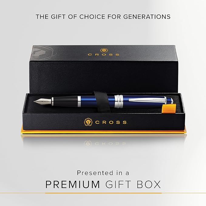 Cross Bailey Refillable Fountain Presented in a Premium Gift Box - Medium Point, Black Ink, Blue