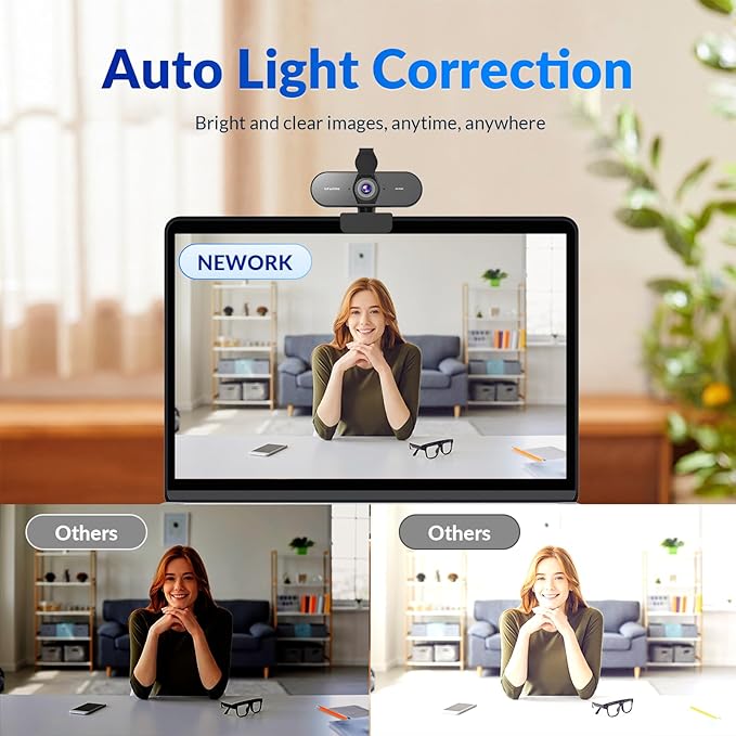 4K Webcam for PC with PDAF & CDAF Dual-autofocus, Ultra 4K HD, 2 Noise Reduction Mics, Auto Light Correction, USB-A, Privacy Cover, 79°FOV, Streaming Camera for PC, Mac, Laptop, Video Calls