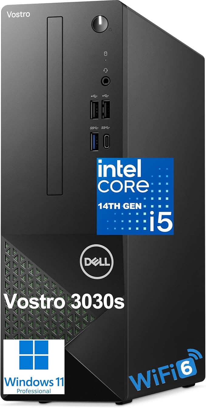 Dell Vostro 3030s Small Desktop SFF Business Computer, 14th Gen Intel 10-Core i5-14400 (Beat i7-13620H), 64GB DDR5 RAM, 2TB PCIe SSD, WiFi 6, Bluetooth, Type-C, DisplayPort, HDMI, Windows 11 Pro