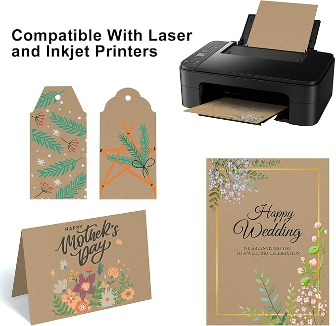 OcePor 100 Sheets Brown Cardstock Paper, Colored Printer Paper 8.5 x 11, Card Stock Thick Construction for Craft,Scrapbook，Office Printing, Invitations, Certificates，92 lb/250gsm