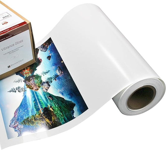 Vibrance Gloss Photo Printer Paper 10 mil 255 gsm Glossy Finish Premium Photo Paper Roll on 3inch Core 17 inches x 100 feet Works with Most Inkjet Printers Including Professional Makes and Models