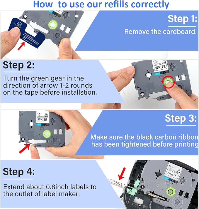 10 PK TZE-231 Compatible Label Tape Replacement for Brother TZe-231 TZ-231 Laminated P-Touch Label Maker Tape, Black on White, for PT-D200 PT-D210 PTH100 PT-D400, 0.47" x 26.2'
