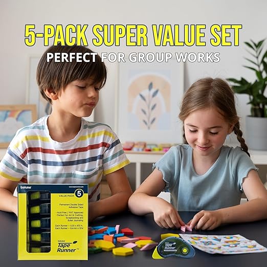 Tape Runner - Double Sided Adhesive with Dispenser Roller Included - Acid Free, Sticky, Clear & Transparent - Ideal for Scrapbooking, Crafts & More - Boomerang (417 inches per Cartridge), 20 Cartridge